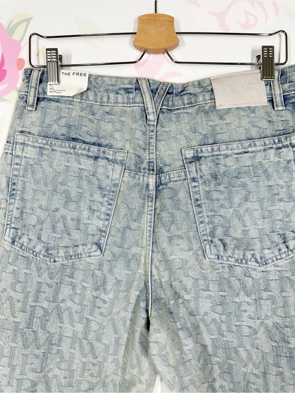 NEW Free People We The Free Deep Trance Jacquard Letter Boyfriend Denim Jeans 27 - Picture 12 of 15